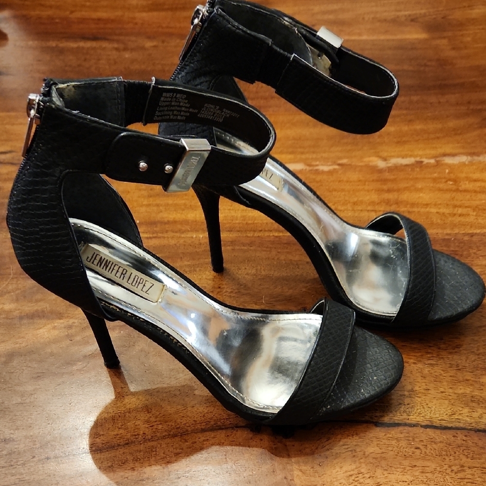 Jennifer Lopez Black Strappy Heels
